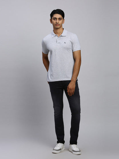 Parx Men Grey Printed Regular Fit Half Sleeve Polo Neck T-Shirt