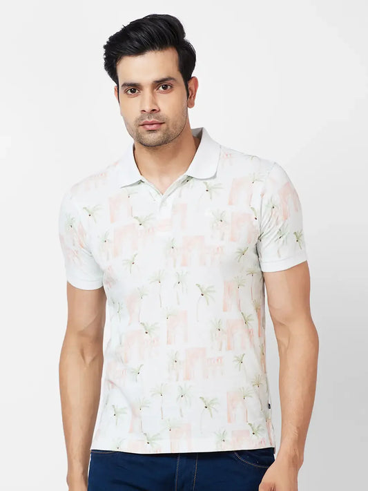 Parx Regular Fit Printed White T-Shirt