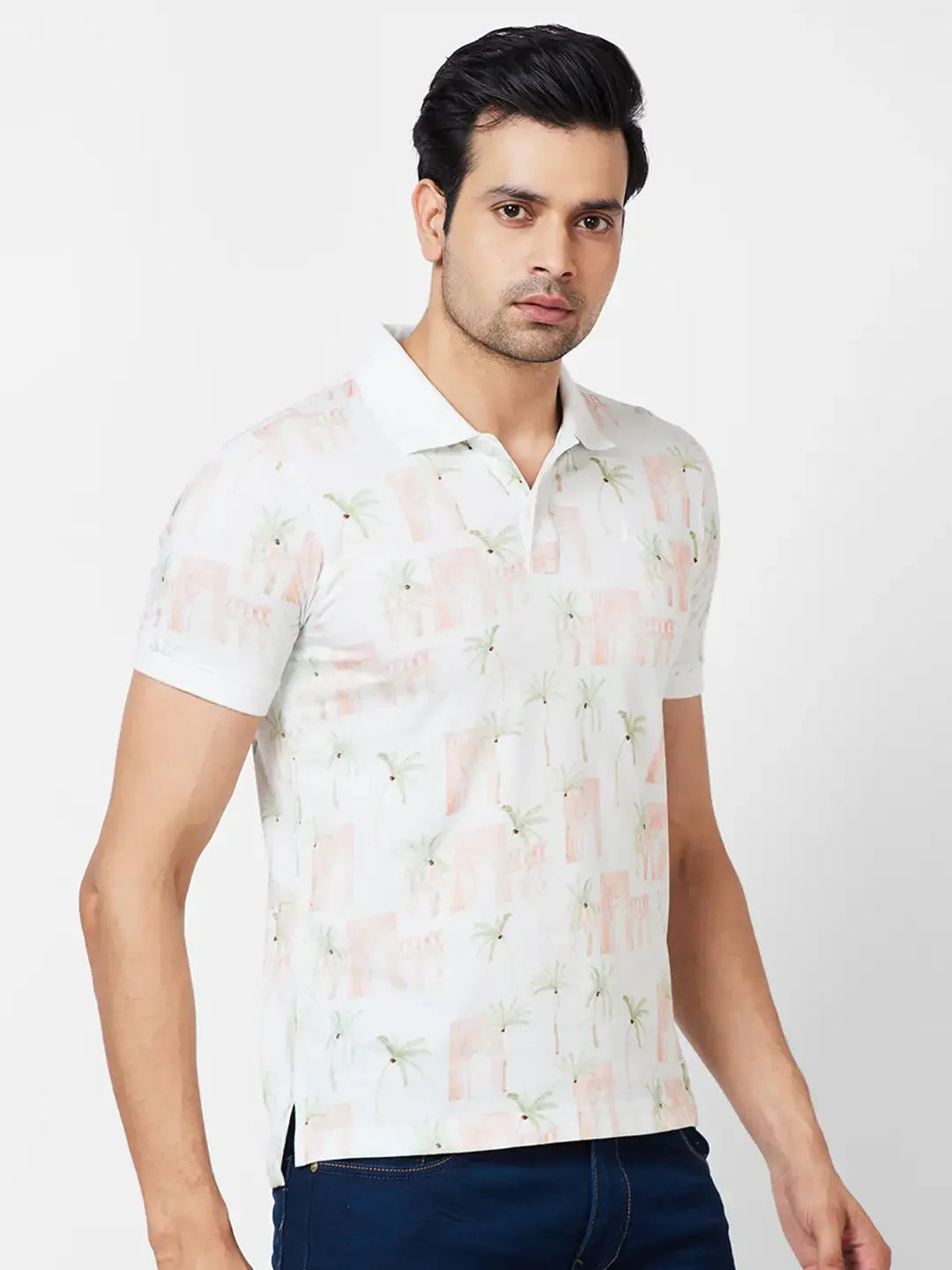 Parx Regular Fit Printed White T-Shirt