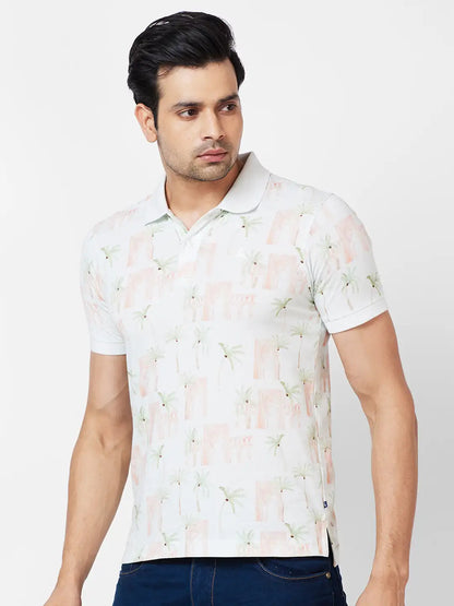 Parx Regular Fit Printed White T-Shirt
