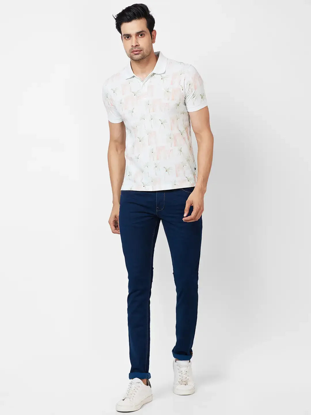 Parx Regular Fit Printed White T-Shirt
