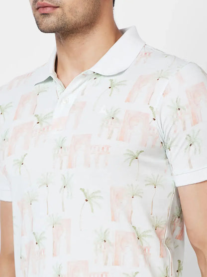 Parx Regular Fit Printed White T-Shirt