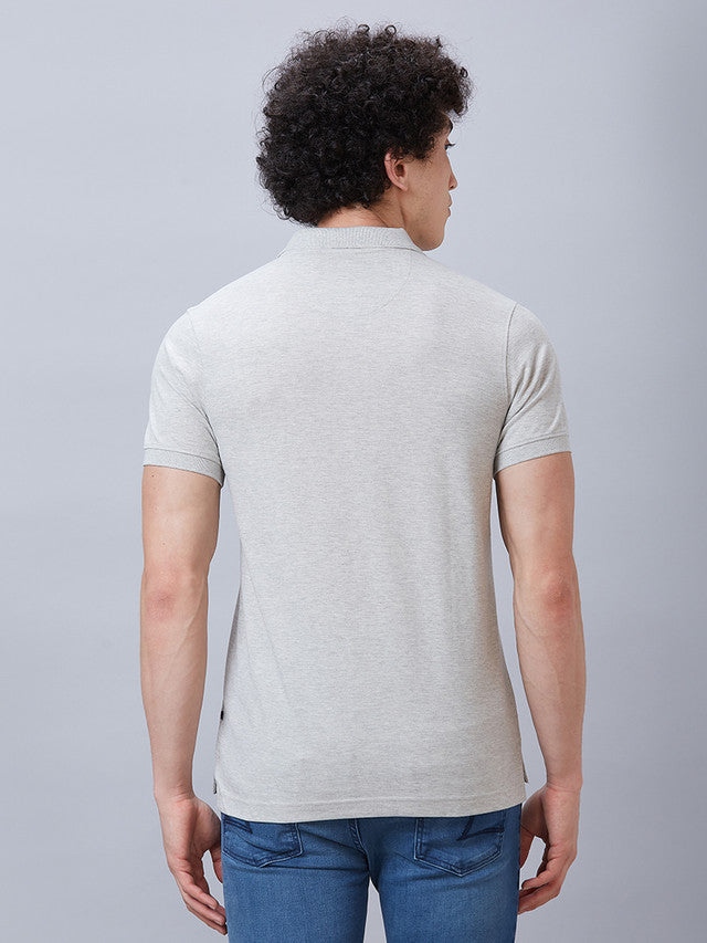 Parx Men Grey Solid Regular Fit Half Sleeve Polo Neck T-Shirt