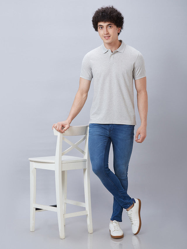 Parx Men Grey Solid Regular Fit Half Sleeve Polo Neck T-Shirt
