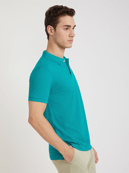 Parx Men Green Solid Regular Fit Cotton Blend T-Shirt