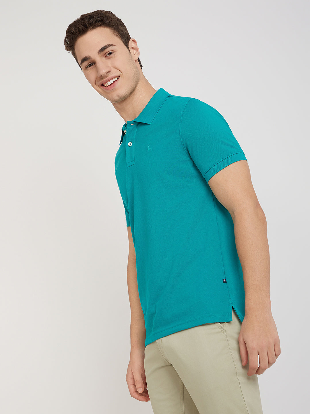 Parx Men Green Solid Regular Fit Cotton Blend T-Shirt