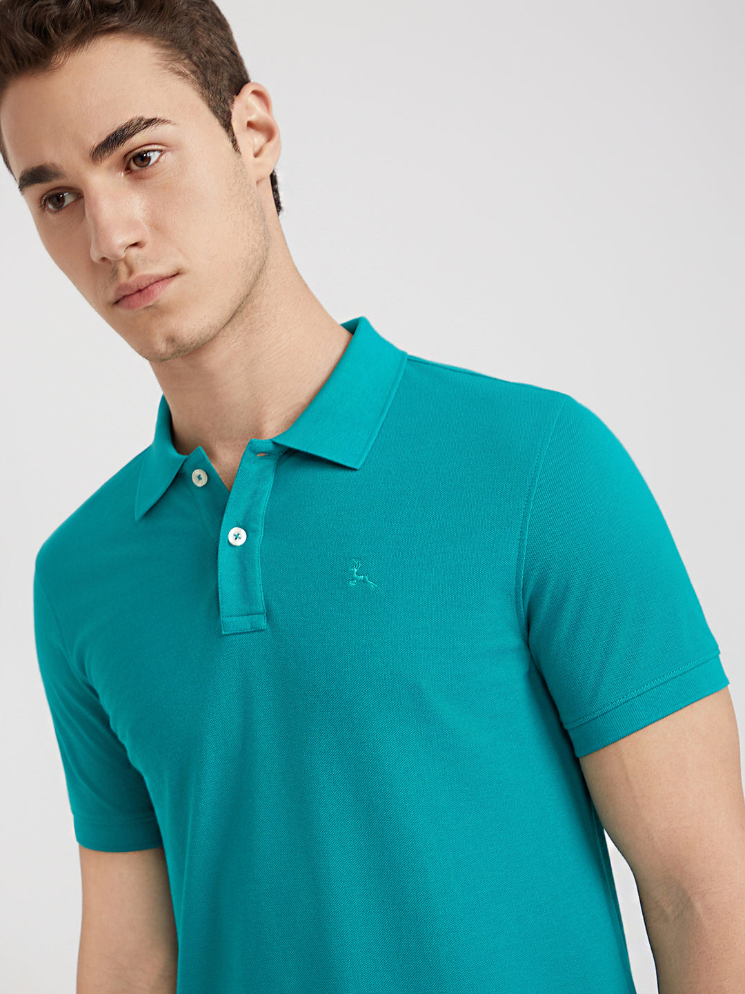 Parx Men Green Solid Regular Fit Cotton Blend T-Shirt