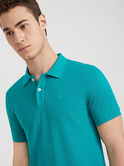 Parx Men Green Solid Regular Fit Cotton Blend T-Shirt