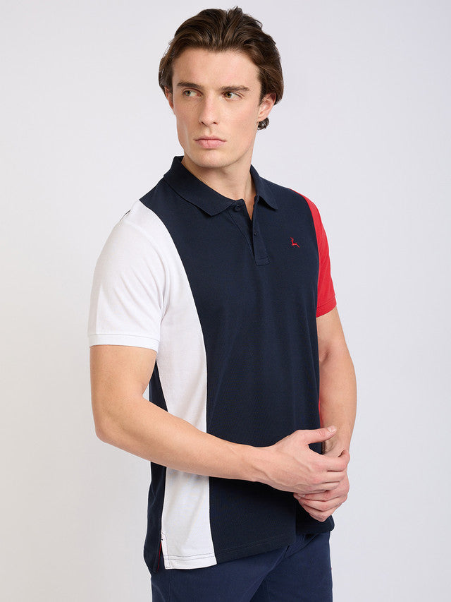 Parx Men Blue Cut & Sew Regular Fit Cotton Blend T-Shirt