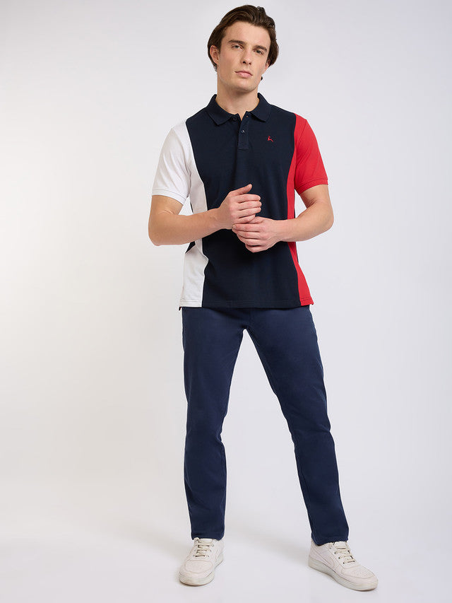 Parx Men Blue Cut & Sew Regular Fit Cotton Blend T-Shirt