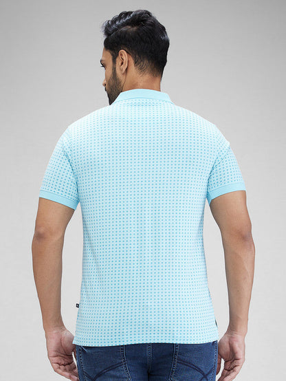Parx Blue Printed Regular Fit Cotton T-Shirt