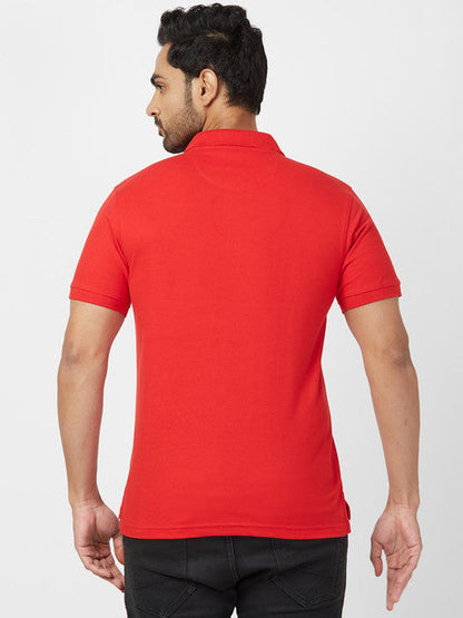 Parx Men Red Regular Fit Solid Polo Neck T-Shirt