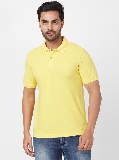 Parx Men Yellow Regular Fit Solid Polo Neck T-Shirt