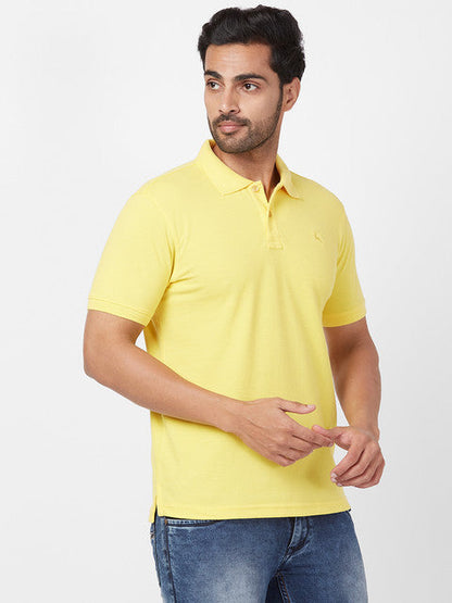 Parx Men Yellow Regular Fit Solid Polo Neck T-Shirt