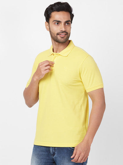 Parx Men Yellow Regular Fit Solid Polo Neck T-Shirt
