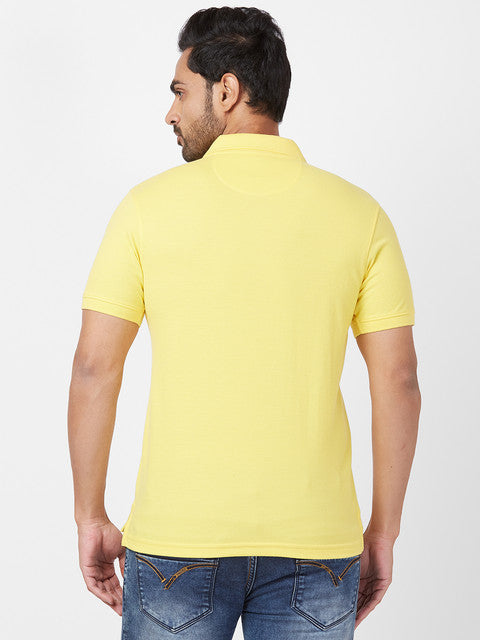 Parx Men Yellow Regular Fit Solid Polo Neck T-Shirt