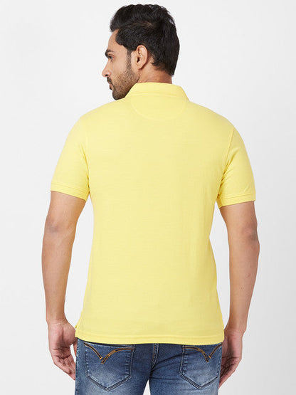 Parx Men Yellow Regular Fit Solid Polo Neck T-Shirt