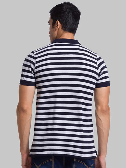 Men Grey Regular Fit Yarn Dyed Cotton Round Neck Collar Polo T-Shirt