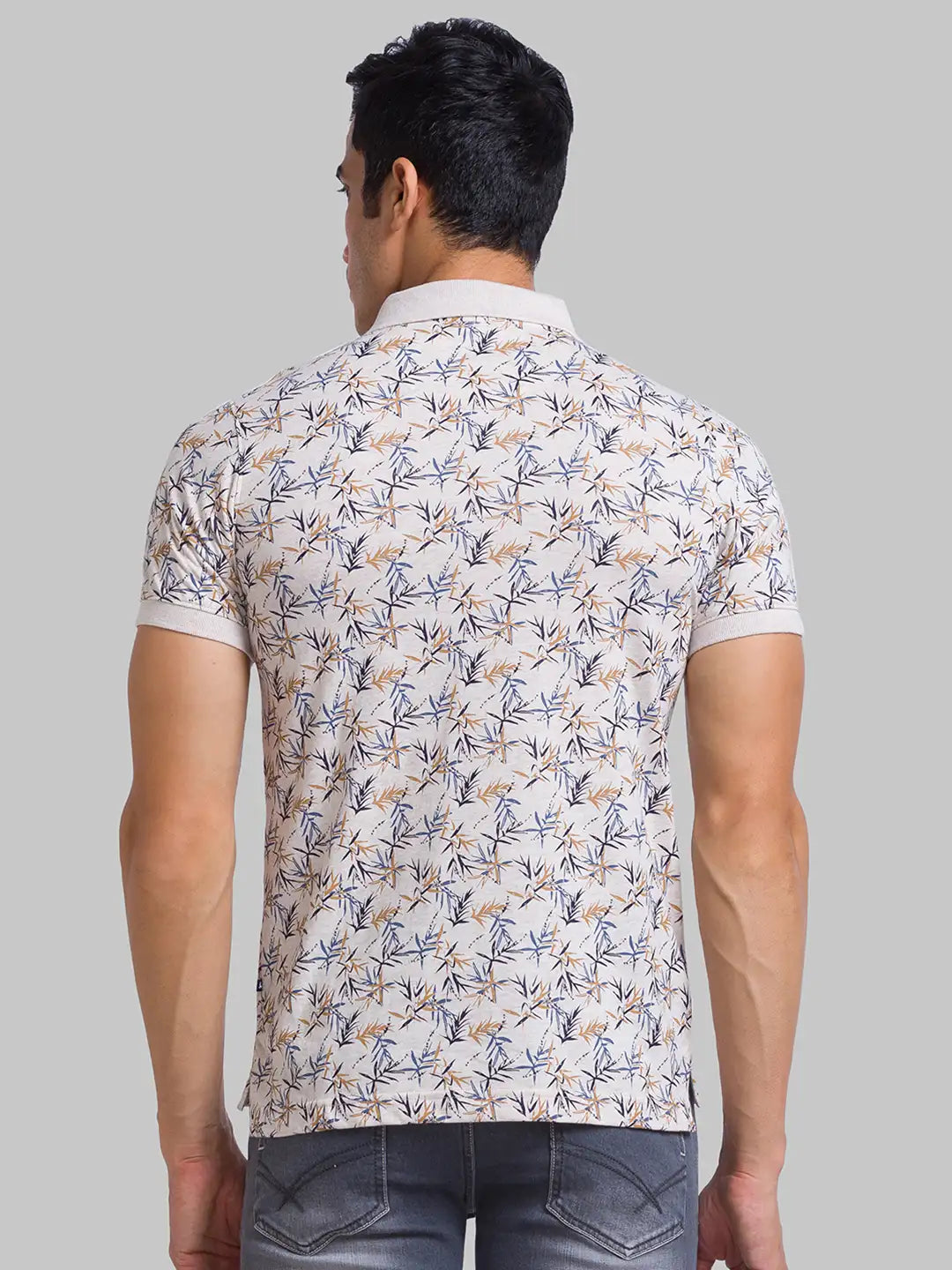 Men Fawn Regular Fit Print Cotton Round Neck Collar Polo T-Shirt