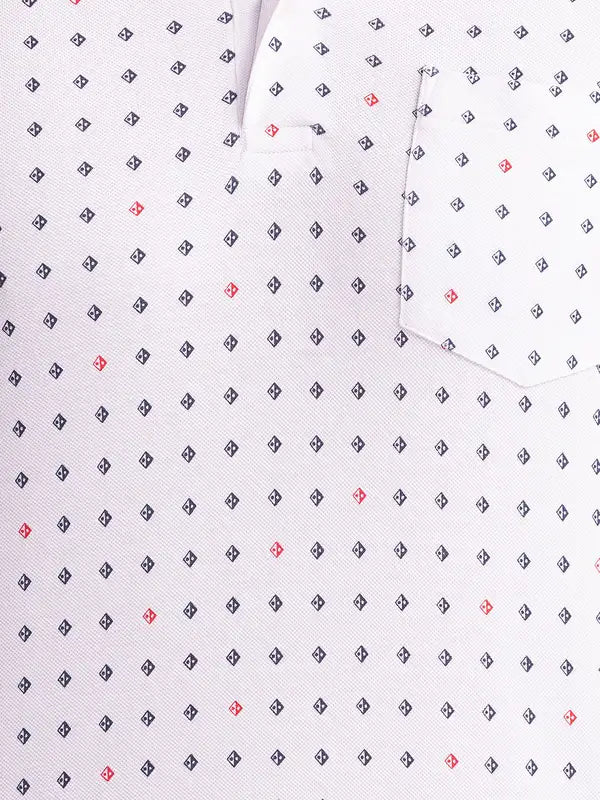 Men White Regular Fit Print Polyester Blend Round Neck Collar Polo T-Shirt