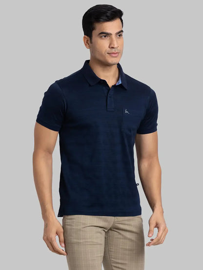Men Black Regular Fit Jacquard  Cotton   T-Shirt