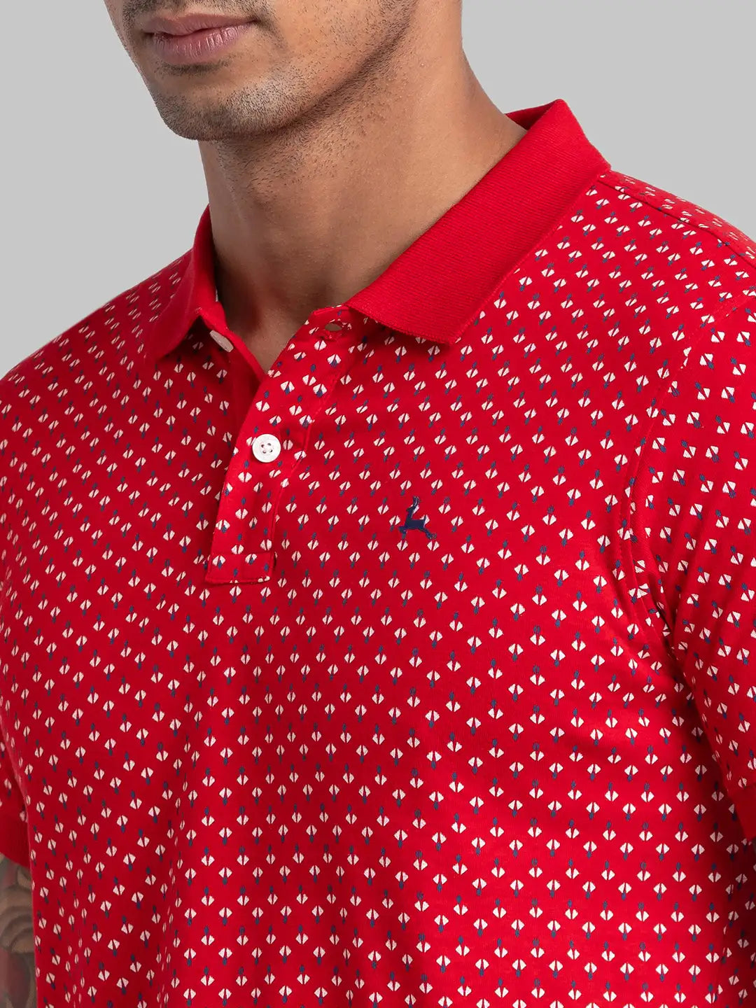 Men Red Regular Fit Print Cotton T-Shirt