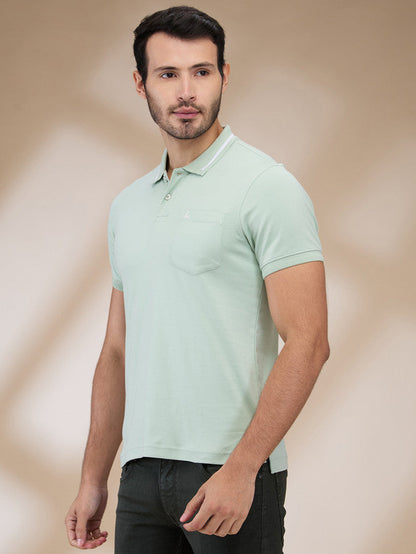 Parx Men Green Solid Regular Fit Cotton T-Shirt