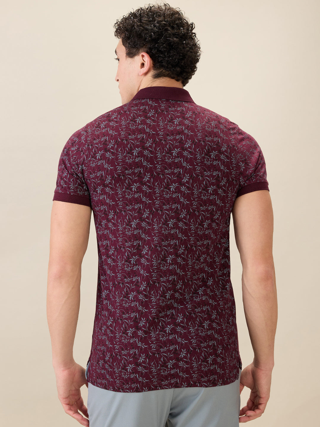 Parx Men Purple Printed Regular Fit Cotton Blend Half Sleeve T-Shirt