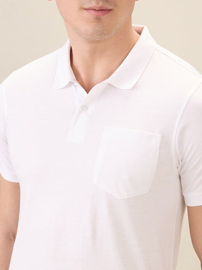 Parx Men White Solid Regular Fit Cotton Blend Half Sleeve T-Shirt
