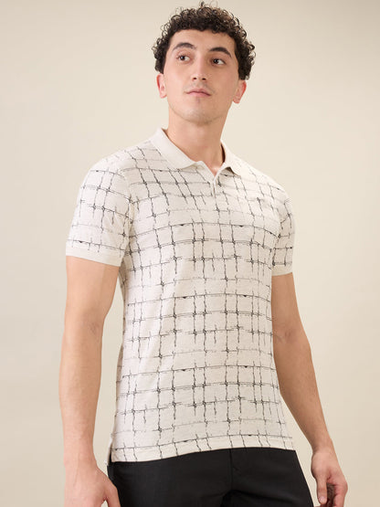 Parx Men Grey Printed Regular Fit Cotton Blend Half Sleeve T-Shirt