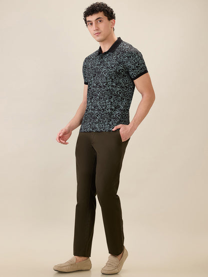 Parx Men Black Printed Regular Fit Cotton Blend Half Sleeve T-Shirt