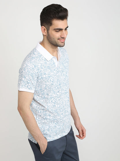 Parx Men White Printed Regular Fit Cotton Blend T-Shirt