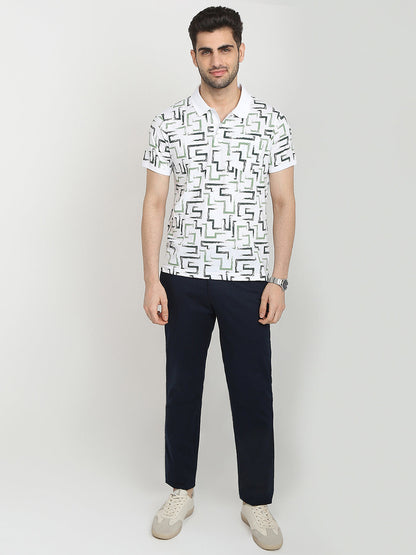 Parx Men White Printed Regular Fit Cotton Blend T-Shirt