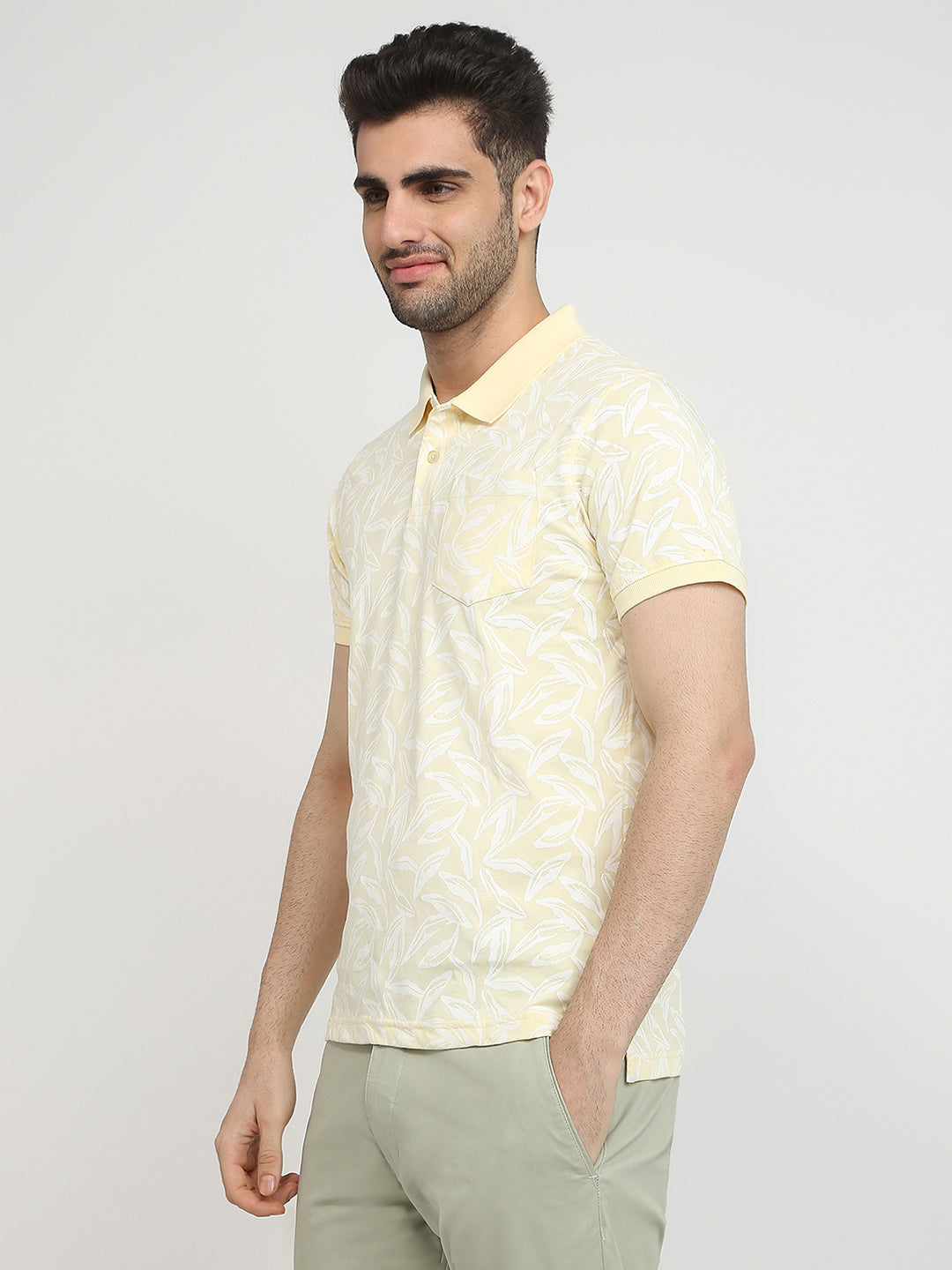 Parx Men Yellow Printed Regular Fit Cotton Blend T-Shirt