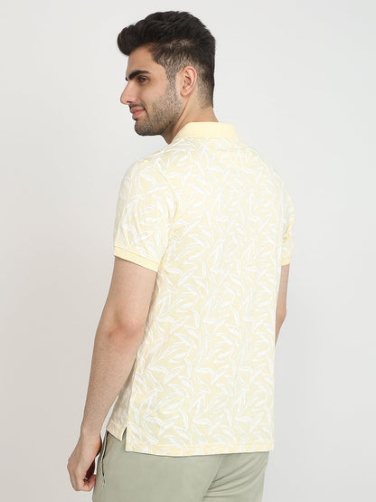 Parx Men Yellow Printed Regular Fit Cotton Blend T-Shirt