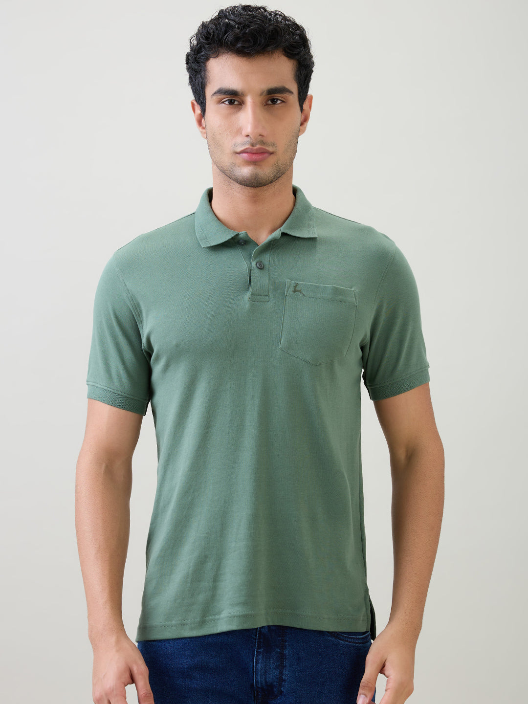 Parx Men Green Solid Regular Fit Cotton Half Sleeve T-Shirt