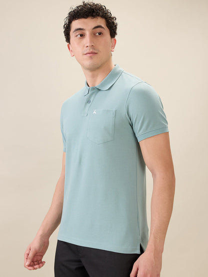 Parx Men Green Solid Regular Fit Cotton Half Sleeve T-Shirt