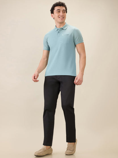 Parx Men Green Solid Regular Fit Cotton Half Sleeve T-Shirt