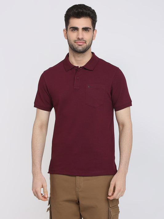 Parx Men Purple Solid Regular Fit Cotton Half Sleeve T-Shirt