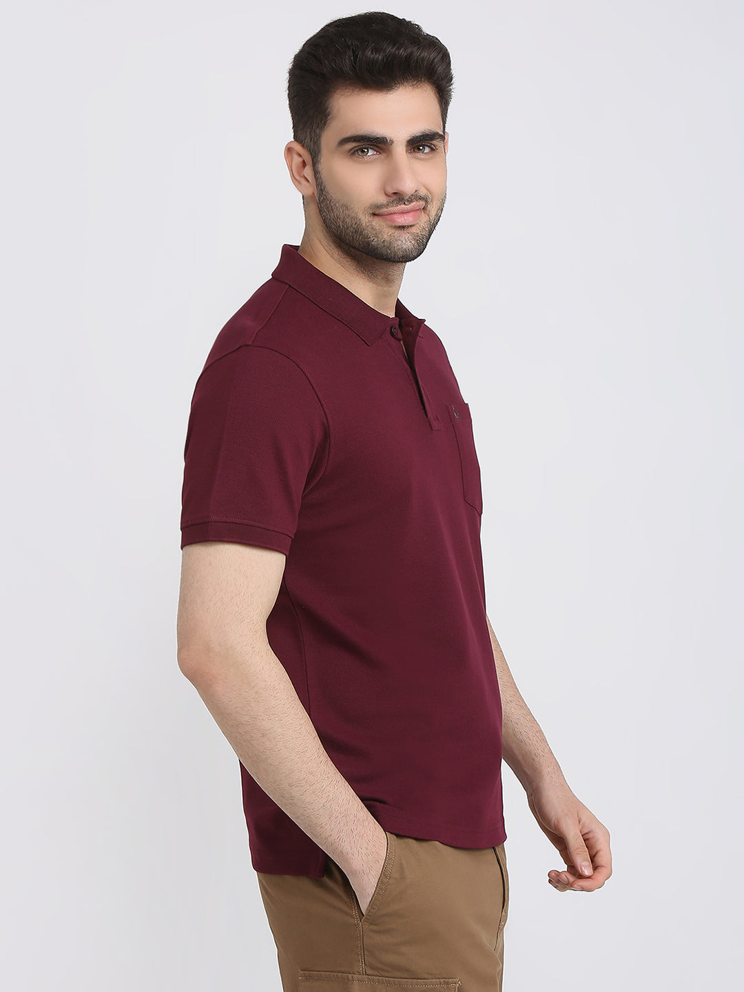 Parx Men Purple Solid Regular Fit Cotton Half Sleeve T-Shirt