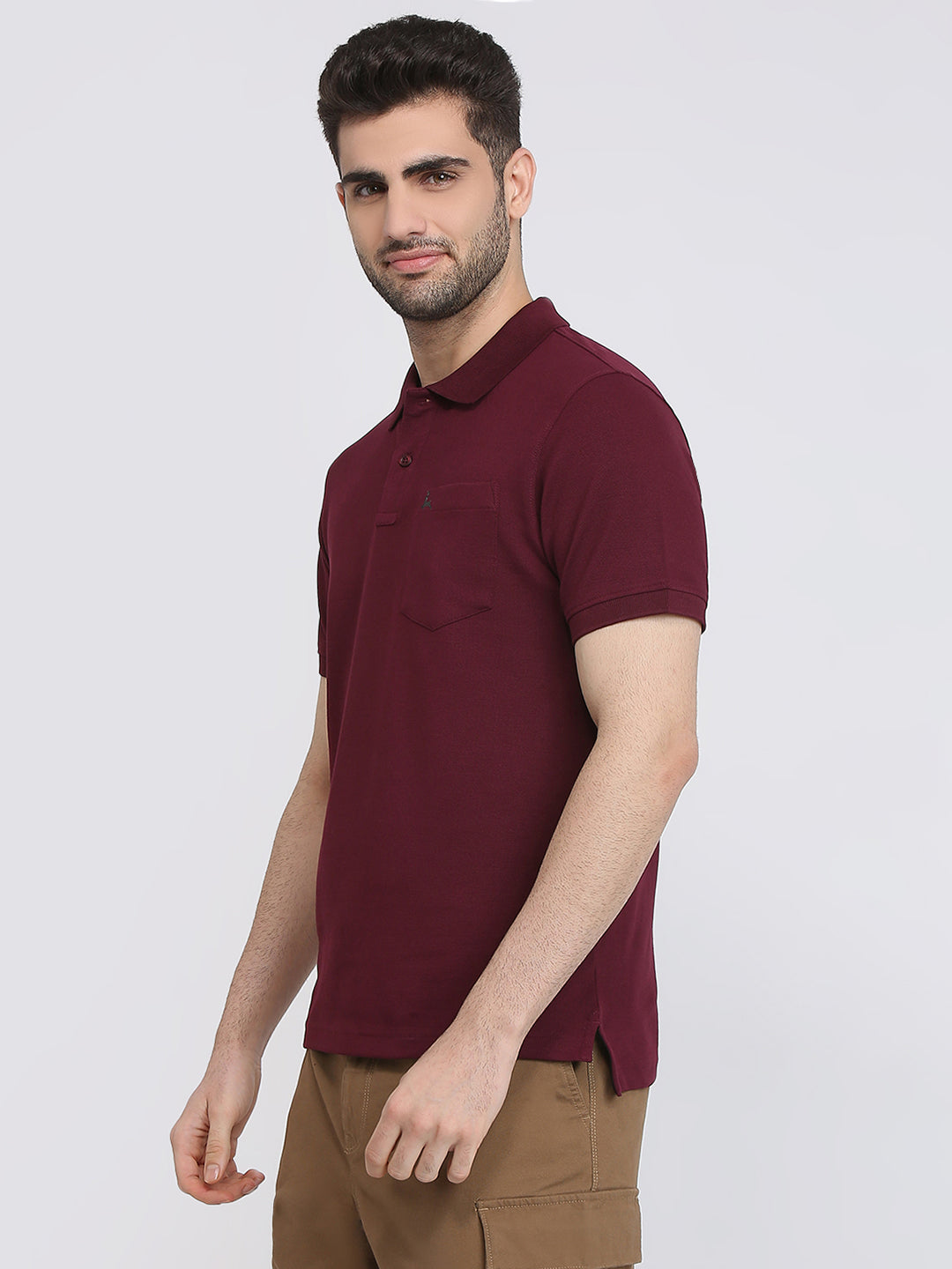 Parx Men Purple Solid Regular Fit Cotton Half Sleeve T-Shirt