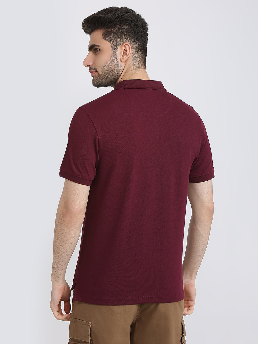 Parx Men Purple Solid Regular Fit Cotton Half Sleeve T-Shirt