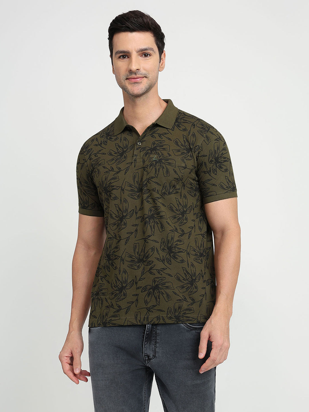 Parx Men Green Printed Regular Fit Cotton Half Sleeve T-Shirt