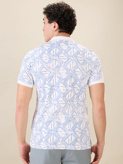 Parx Men White Printed Regular Fit Cotton Blend Half Sleeve T-Shirt