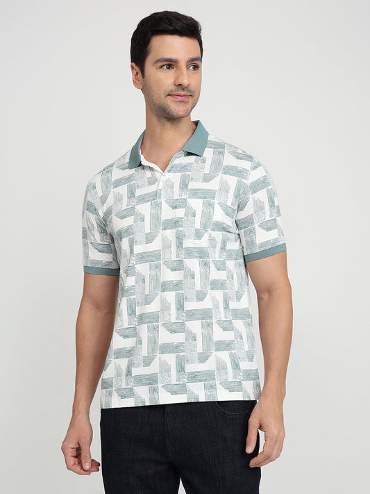 Parx Men Green Printed Regular Fit Rayon Blend Half Sleeve T-Shirt