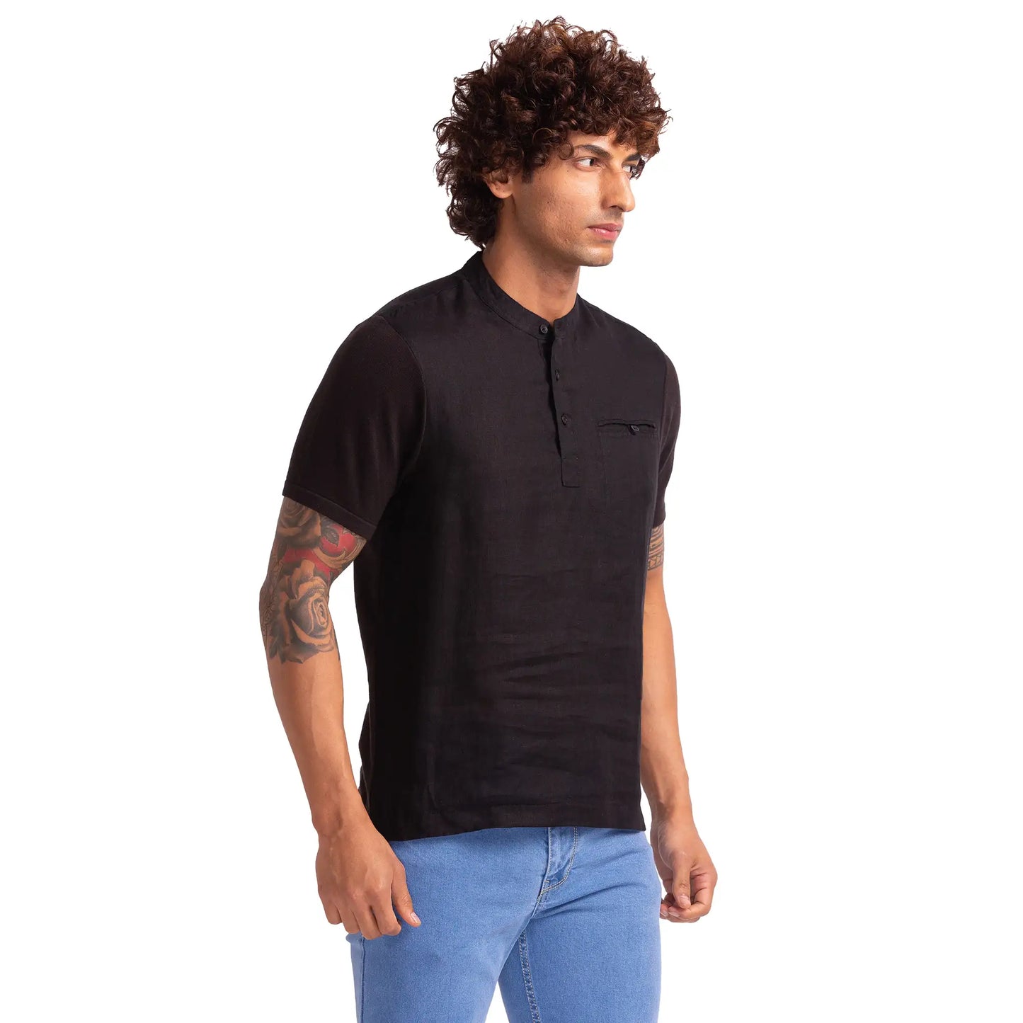 Men Black Regular Fit Solid Cotton T-Shirt