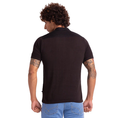 Men Black Regular Fit Solid Cotton T-Shirt