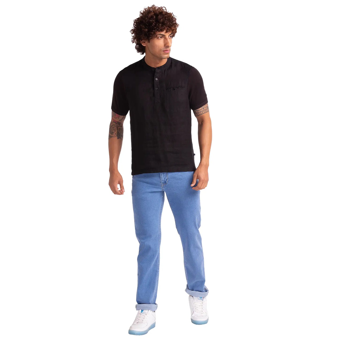 Men Black Regular Fit Solid Cotton T-Shirt