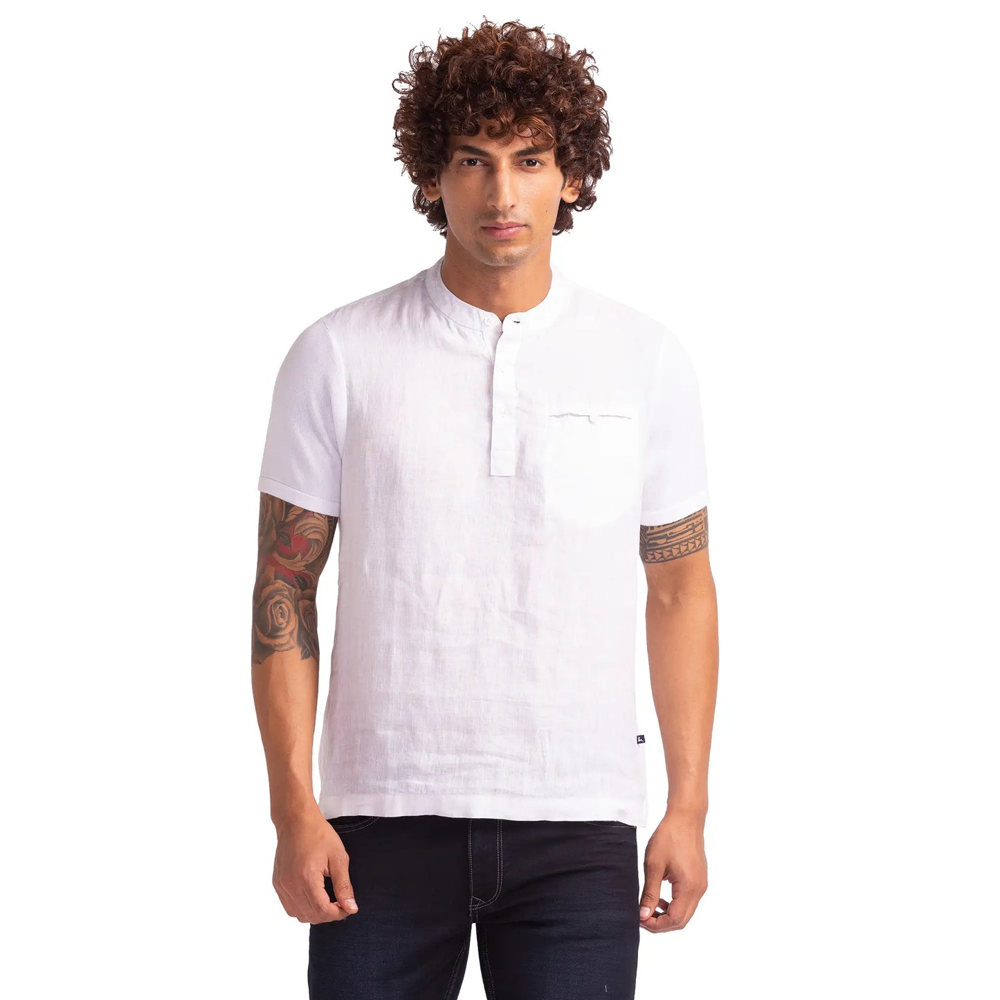 Men White Regular Fit Solid Cotton T-Shirt