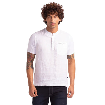 Men White Regular Fit Solid Cotton T-Shirt